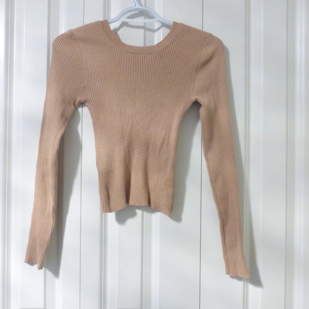 FOREVER 21 light pink sweater with open back lace up details on the back